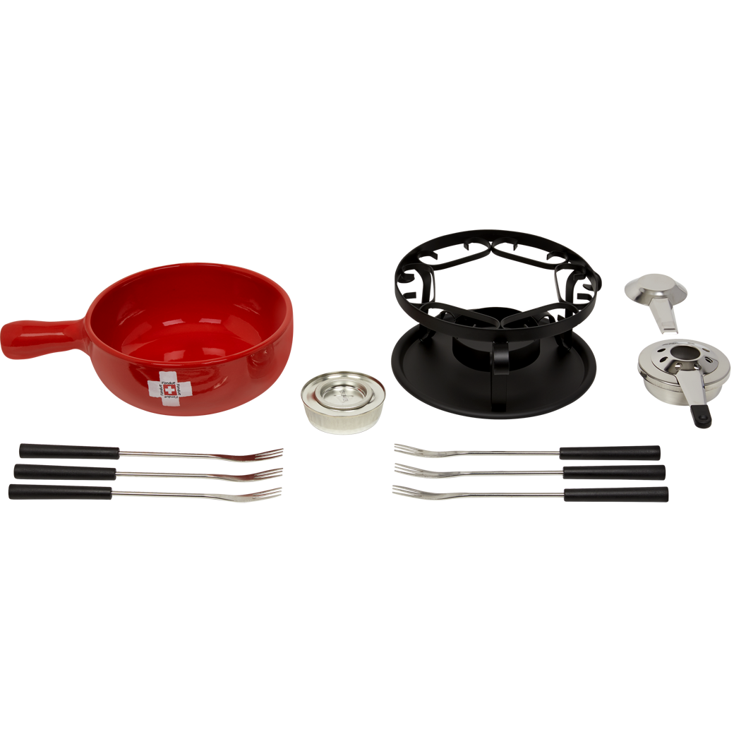 Käsefondue-Set «CH-Kreuz» - Schwarz