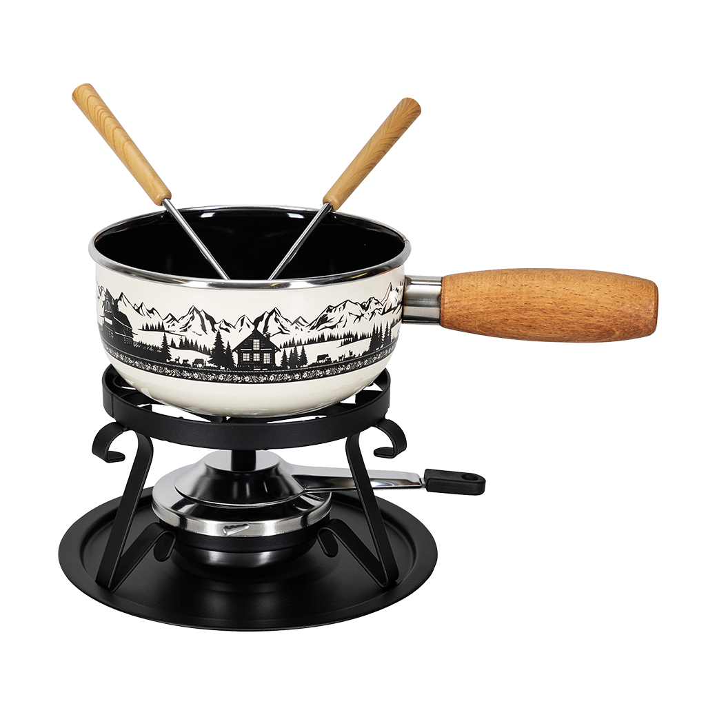 Käsefondue - Set, Emaille "Maiensäss"