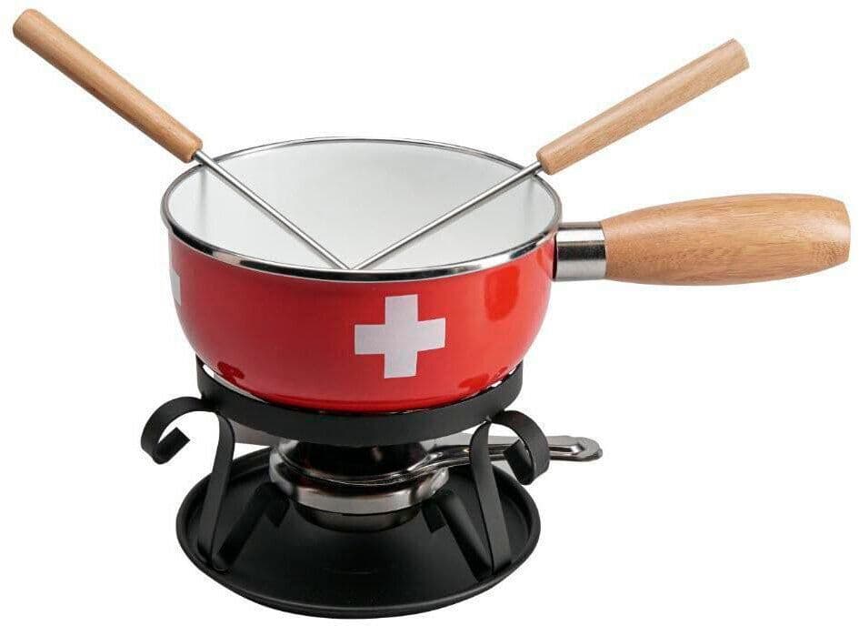 Käsefondue-Set Emaille «CH-Kreuz»
